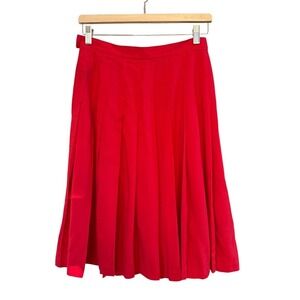 Red Pleated Sophisticates-Pendleton Knee Length Linen Blend Skirt Vintage Small